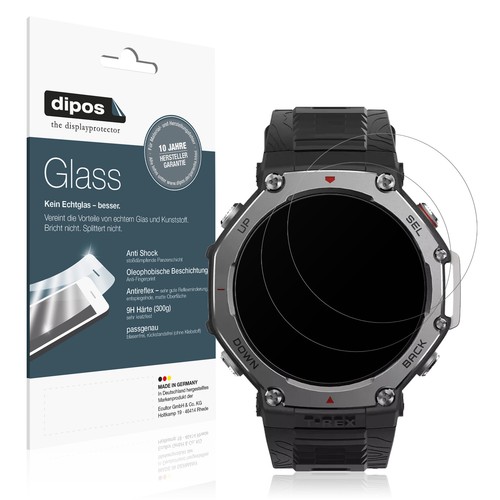 2x Schutzfolie für Amazfit T-Rex 3 matt - Anti-Shock 9H Folie dipos Glass