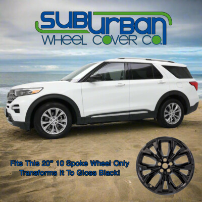 2020-2024 Ford Explorer 20" Gloss Black Wheel Skins | Set of 4 | 2820-GB |  FITS Ford Explorer | Car Wash Safe | Taiwan | Glossy | Plastic