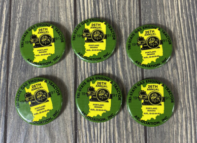Vintage 1991 Tri State Gas Engine and Tractor Association Inc Pin 2.25  Set of 6
