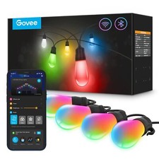 Govee Smart Outdoor String Lights H7021, RGBIC Warm White 96ft 2 Ropes of 48ft 