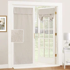 Room Darkening Curtain W26 X L69 1 Pc Linen Roll up Blind Khaki for Door