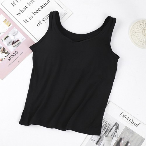 Womens Padded Cami Tank Vest Tops With Built in Bra Camisole Underwear Camisole - Picture 16 of 28