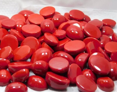 Natural Italian Red Coral Cabochon Oval Cut Loose Gemstone (Best Size Lot)