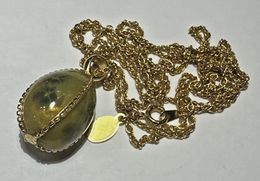 Collier Vintage Joan Rivers - Pendentif œuf De Pâques émaillé Jaune, 76 Cm