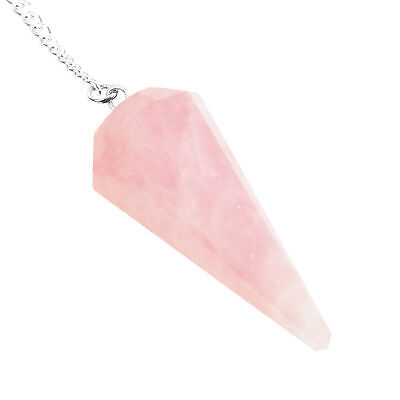 Piedra preciosa de cristal natural rosa hexagonal puntiaguda - rosa- péndulo de cuarzo curativo - Imagen 2 de 6