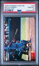 2020 STADIUM CLUB CHROME REFRACTOR #30 BRYCE HARPER PSA 10