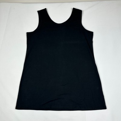 Denim & Co Essentials Womens 1X Black Scoop Neck Sleeveless Knit Tank Top Solid