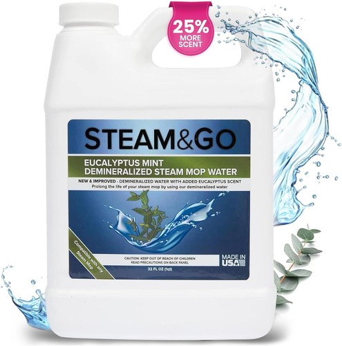 Steam & Go - Demineralized Water for Cleaner, 32 oz, Eucalyptus Mint
