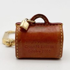 Louis Vuitton Porte-Cl s Speedy Bag Charm Key Holder Keyring Brown Leather Gold