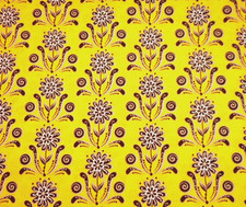 Quilt Fabric By The Yard Black Gray White Floral on Yellow Premium Cotton C