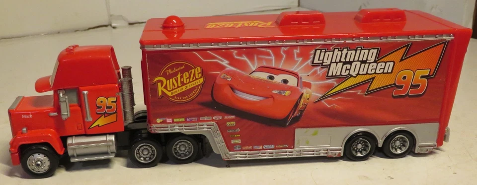 Disney Pixar Cars Mack Hauler Diecast Semi-Truck Lightning McQueen Rust-Eze Set - image 2 of 4