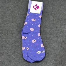 NWT Sock Club Socks - Crew Socks Pink & Purple Polka Dot Confetti - Made In USA