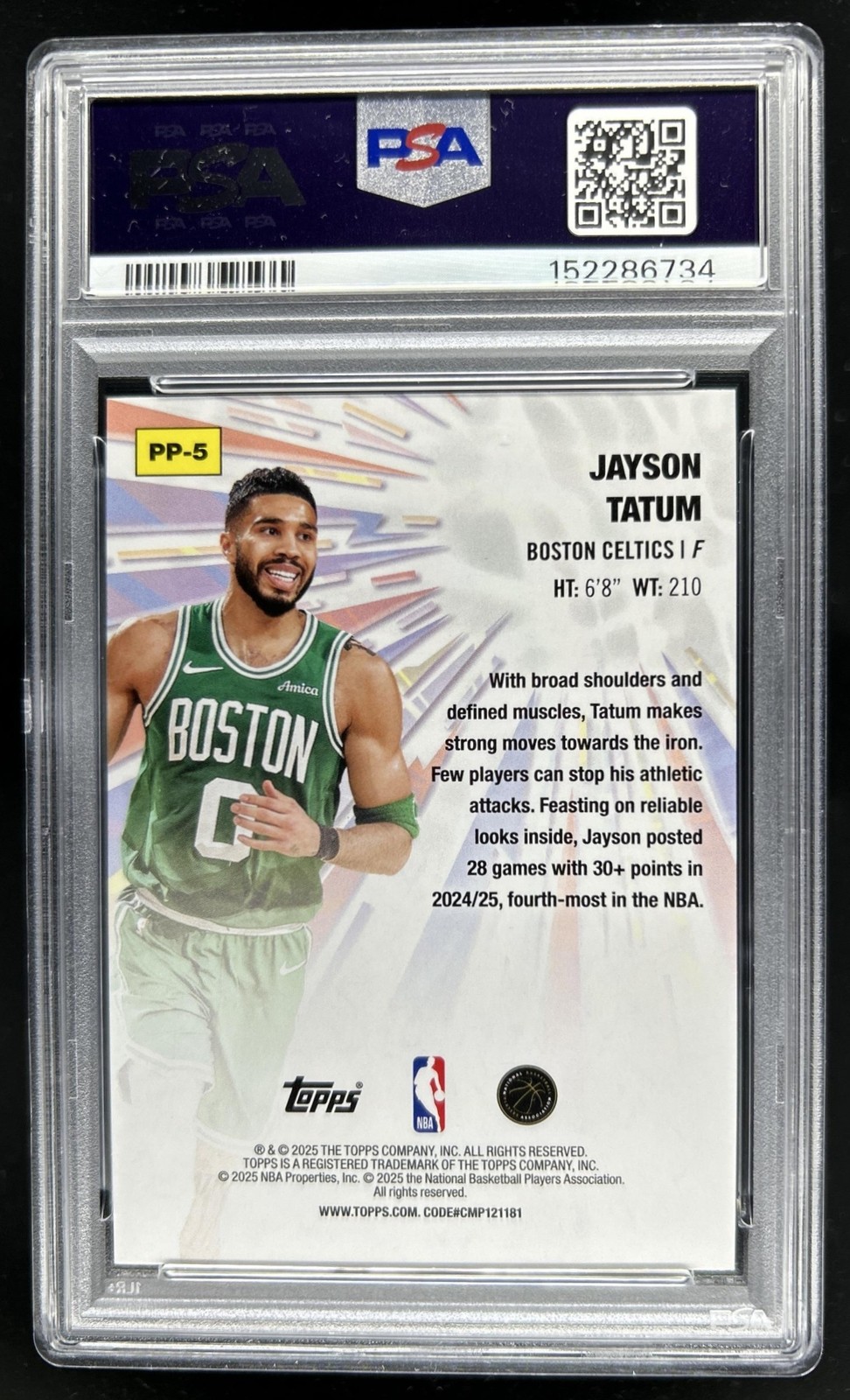 2025-26 Topps Jayson Tatum Power Players Holo Foil #PP-5 Celtics PSA 8 view 2