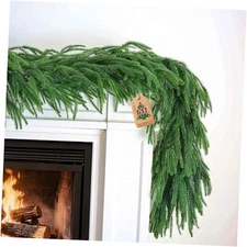 【Extra Full】 Christmas Norfolk Pine Garland, Greenery Real Touch 6FT 1