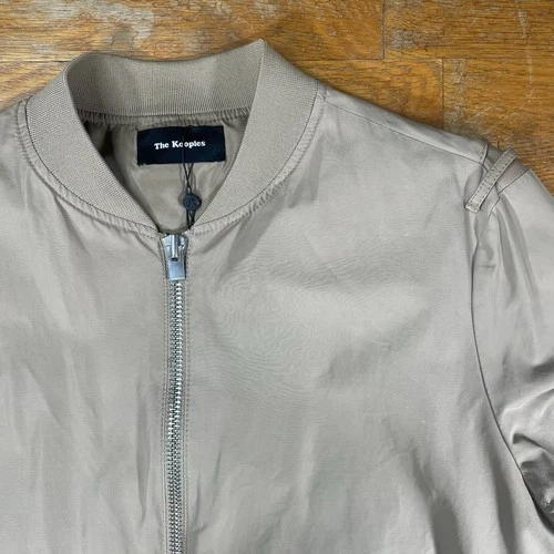 The Kooples Men's Bomber Jacket Size Large Tan Midweight W/ Leather Trim Aviator image 4