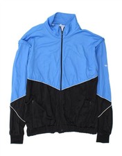 VINTAGE Mens Tracksuit Top Jacket Large Blue Colourblock Polyester DG60
