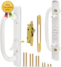 Patio Sliding Glass Door Handle Set with Mortise Lock 45 Keyway Non-Keyed Offset