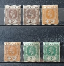 CEYLAN 1912-13- lot 6 timbres  neufs et oblitérés   Y&T # 178 à 179