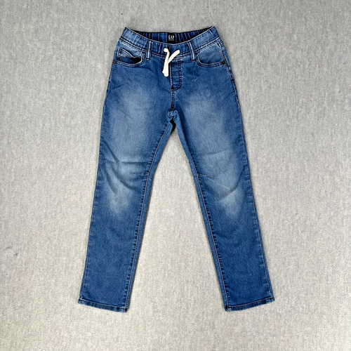Gap Stretch Slim Jeans Boys L Blue Straight Leg Denim Elastic Drawstring 22Wx24L