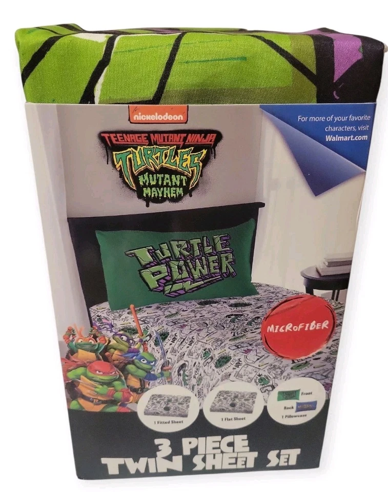 TWIN SHEET SET Teenage Mutant Ninja Turtles Mutant Mayhem Kids 3Pcs Nickelodeon - Imagem 2 de 3