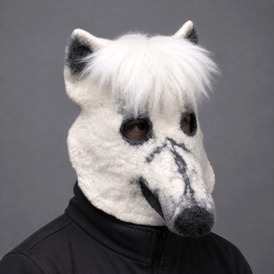 Handmade Polar Bear Mask from Wool   Felted Animal Mask, Realistic White Bear