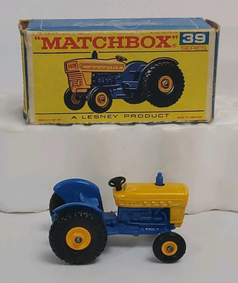 Matchbox 39 Series Ford Tractor Diecast Blue Yellow with Original Box - Image 3 of 4