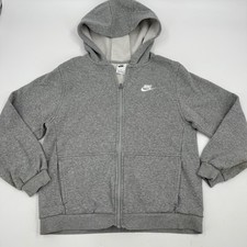 Nike Kids Gray Full Zip Hoodie Sweatshirt XL Sportswear Jacket FD3004-063
