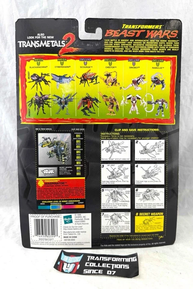 Transformers 1999 Beast Wars Deluxe Class Waspinator MOSC - Image 2 of 2