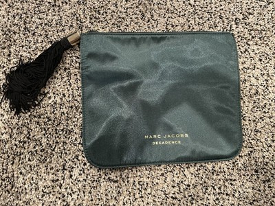 Marc Jacobs Decadence Green Black Satin Makeup Bag with Zipper Tassel Pouch