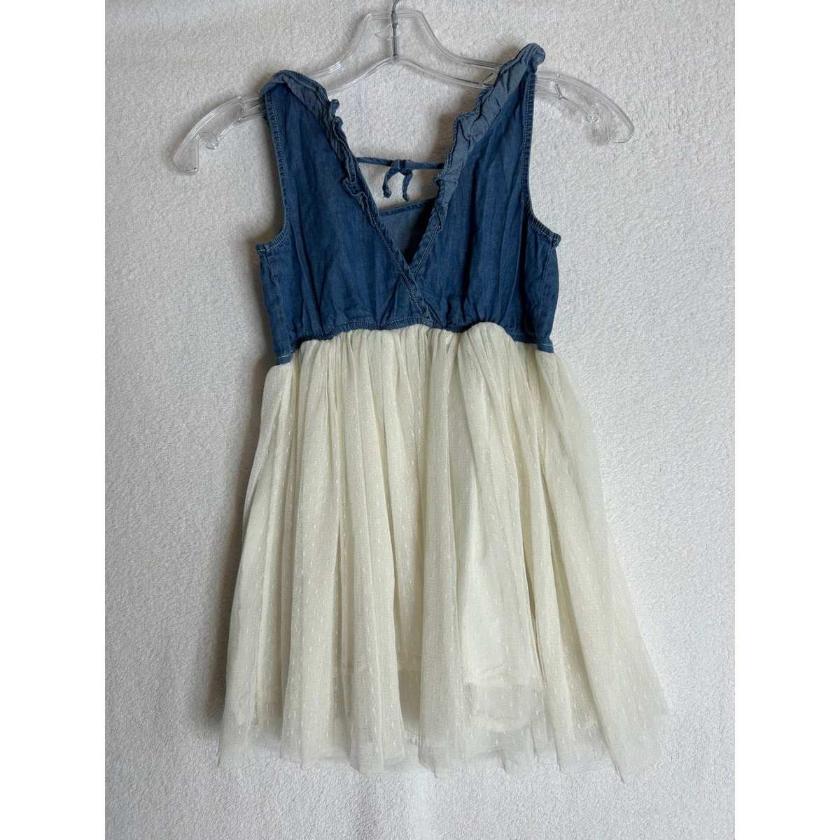 denim tutu dress womens Qianchenzhimei Women's Large Black Blue Denim Tulle Dress Long Sleeve Short Mini