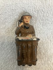 Vintage Dimestore Manoil M85A 55 Soldier Sitting at Table w Phone  Map Buttons 