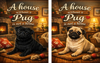  Ein Haus ohne Mops großer Kühlschrankmagnet Geschenk Hundeliebhaber Kamin süß 