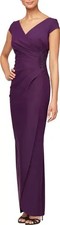 Alex Evenings Sumer Plum Purple Embellished Jersey Column Gown Size 12 279