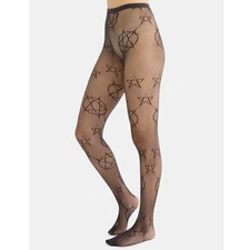 Way to Celebrate Women's Halloween 2 Pair Stars Fashion and Fishnet Tights NEW