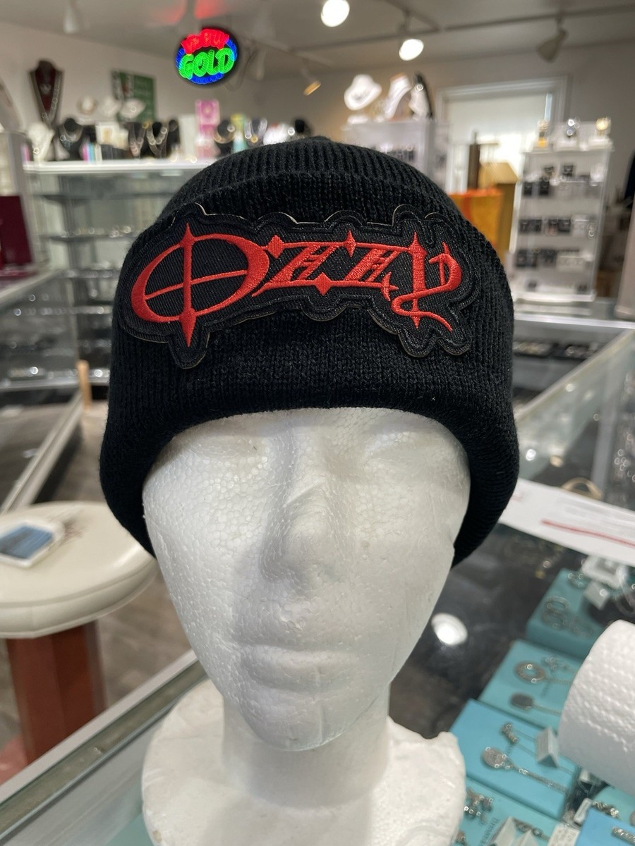 Black Ozzy Ozbourne Beanie Embroidered Logo Metal Rock Band Skull