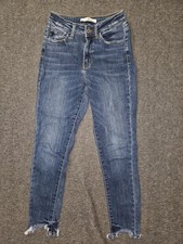 KanCan Jeans Womens 3 25 Blue Medium Wash Mid Rise Skinny Distressed Frayed