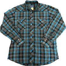 Vintage 90  s Wrangler Western Pearl Snap Shirt Plaid Cowboy Men  s Sz Lg