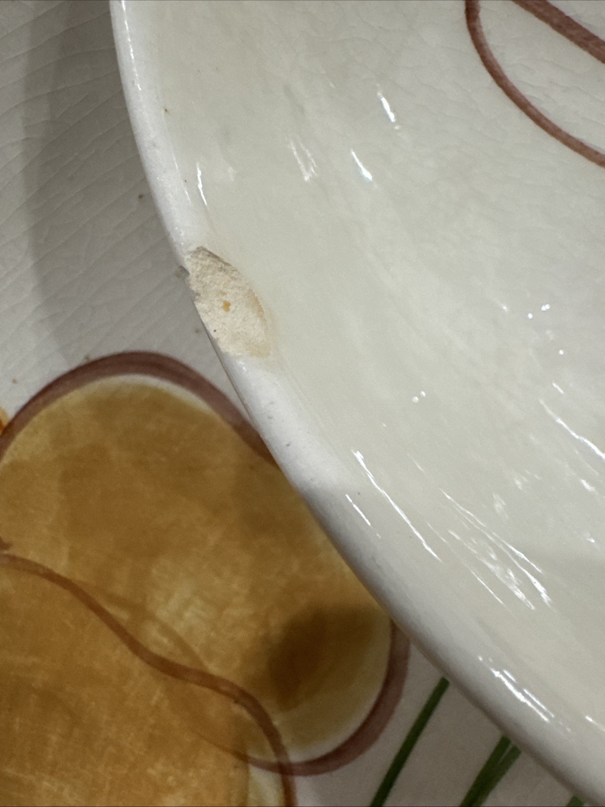 Los Angeles Pottery Chip & Dip Serving Bowl Hand Painted Vintage MCM Vtg Crazed