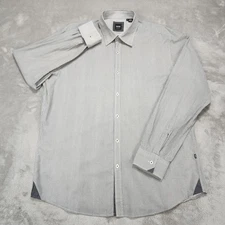 Hugo Boss Shirt Mens XL Gray Patterned Regular Fit Long Sleeve Button Up Dress