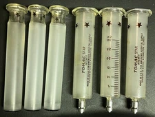 Vintage 3 Glass Syringes Multifit Interfit 30 CC Doctor Phlebotomist Scientific
