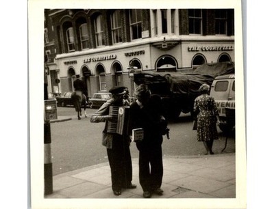 Photograph Street Buskers Accordionist & Horse at Earl's Court London 1960s