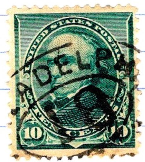 USA 1890 Daniel Webster 10 Cent Postage Stamp Green Used Sc 226 SA 490