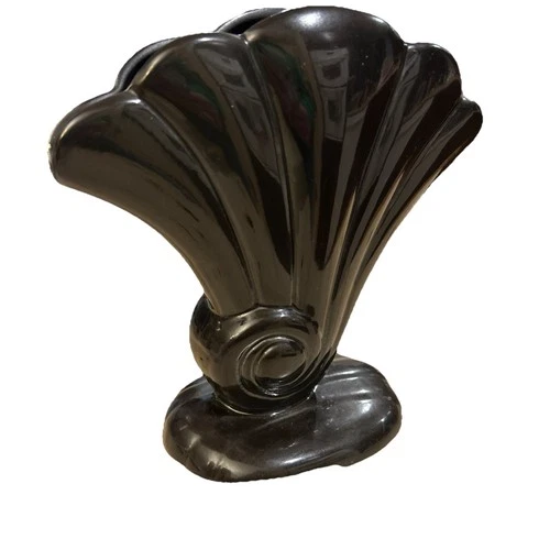 VTG 1960's Red Wing Pottery Black shell Vase #892 Made in the USA