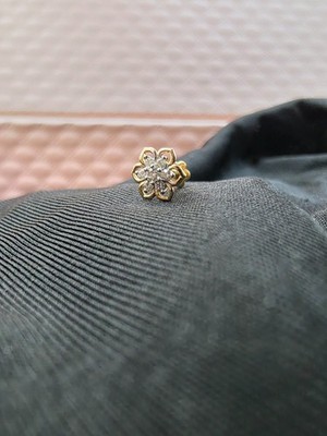 18K Gold natürlicher Diamant Nasennadel/Ohrring mit Zertifikat