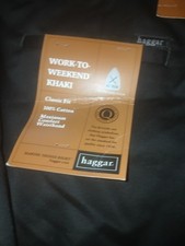 Haggar Life Khaki Pants Mens 3w 34l  Black Straight Flat 