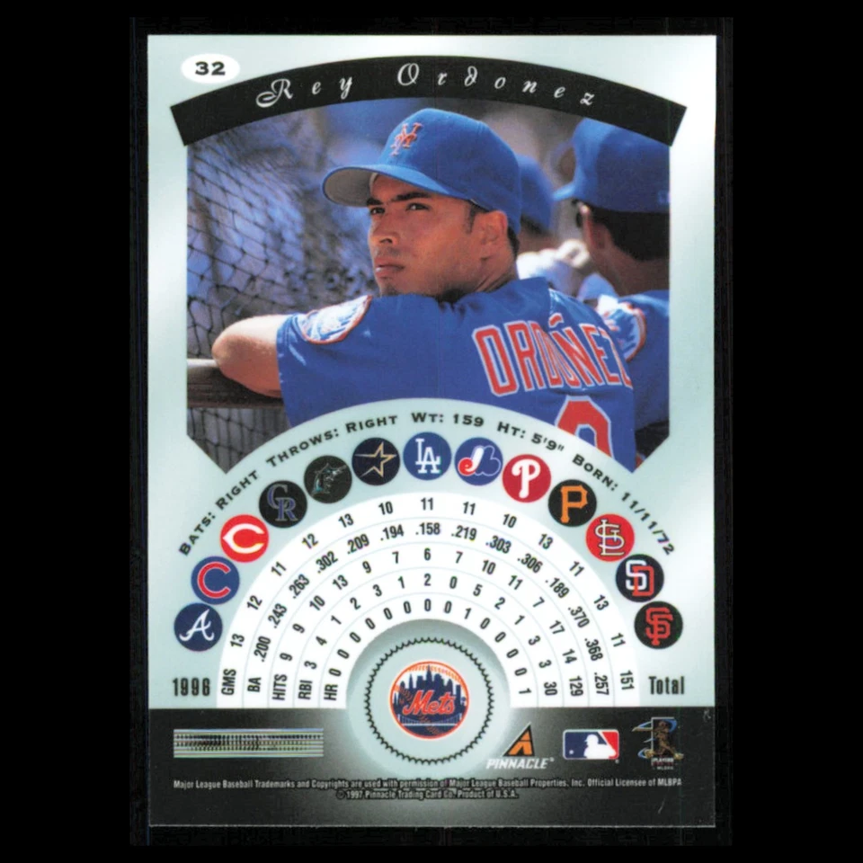 Rey Ordonez #32 1997 Pinnacle Certified New York Mets Baseball Card MLB NM - Image 2 of 3
