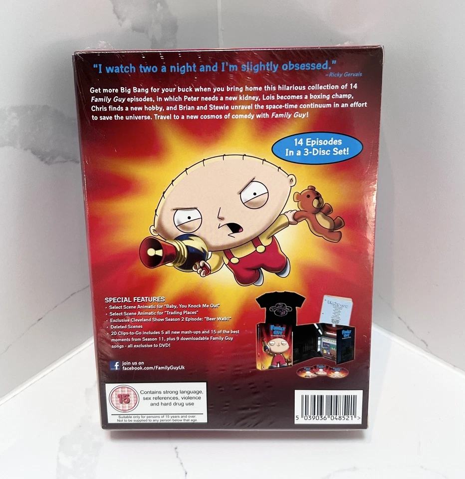 Family Guy Season 11 DVD Set Drunken Clam T Shirt & Script BRAND NEW SEALED  - Image 3 of 4