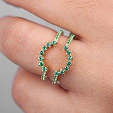 2Ct Round Cut Simulated Emerald Enhancer Ring 14k Yellow Gold Plated