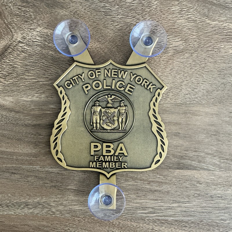 City of New York Police PBA Family Member Badge Plaque w/ Suction Cups