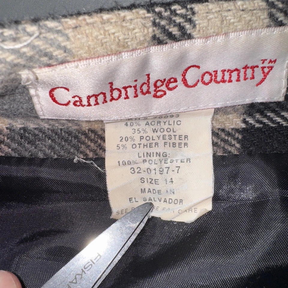 Cambridge Country Vintage Wool Blend Plaid Wrap Midi Skirt Sz 14 Cottagecore - Image 2 of 4